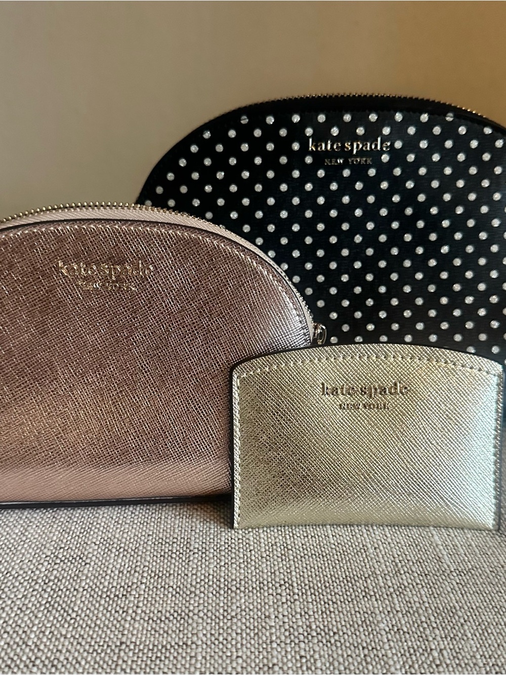 kate spade Spencer Silver Polka Dot Rose Gold and Gold Trio